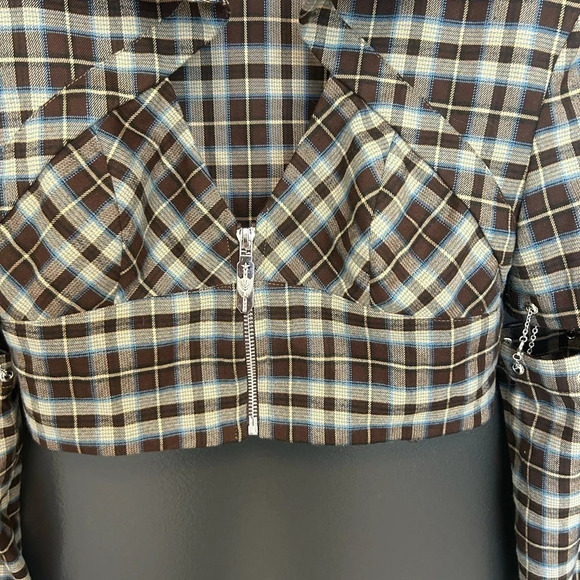 Liny Liberty deconstructed plaid crop jacket size L in mint condition - Picture 7 of 12